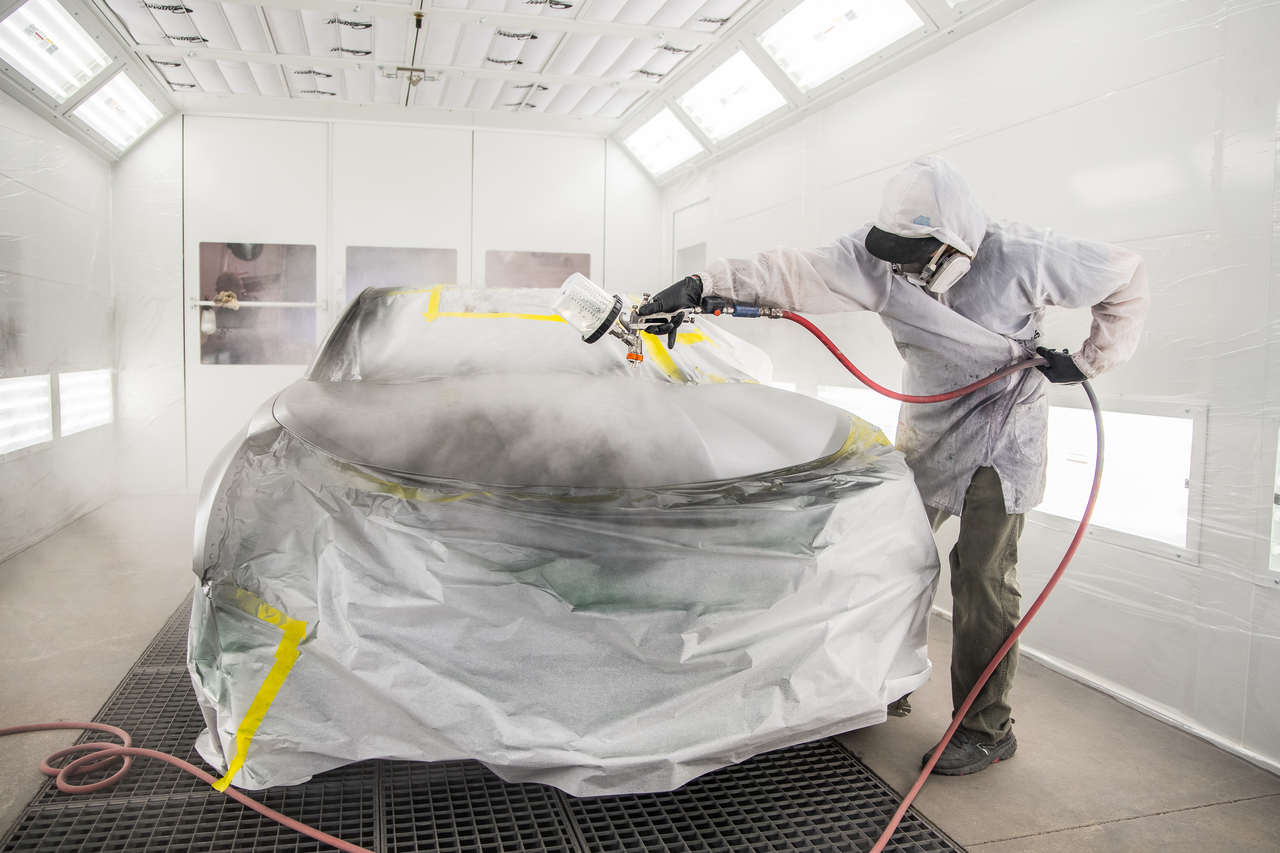 A paint booth in action.