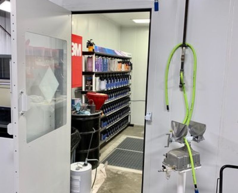 One of the paint booths at Desoto Collision.